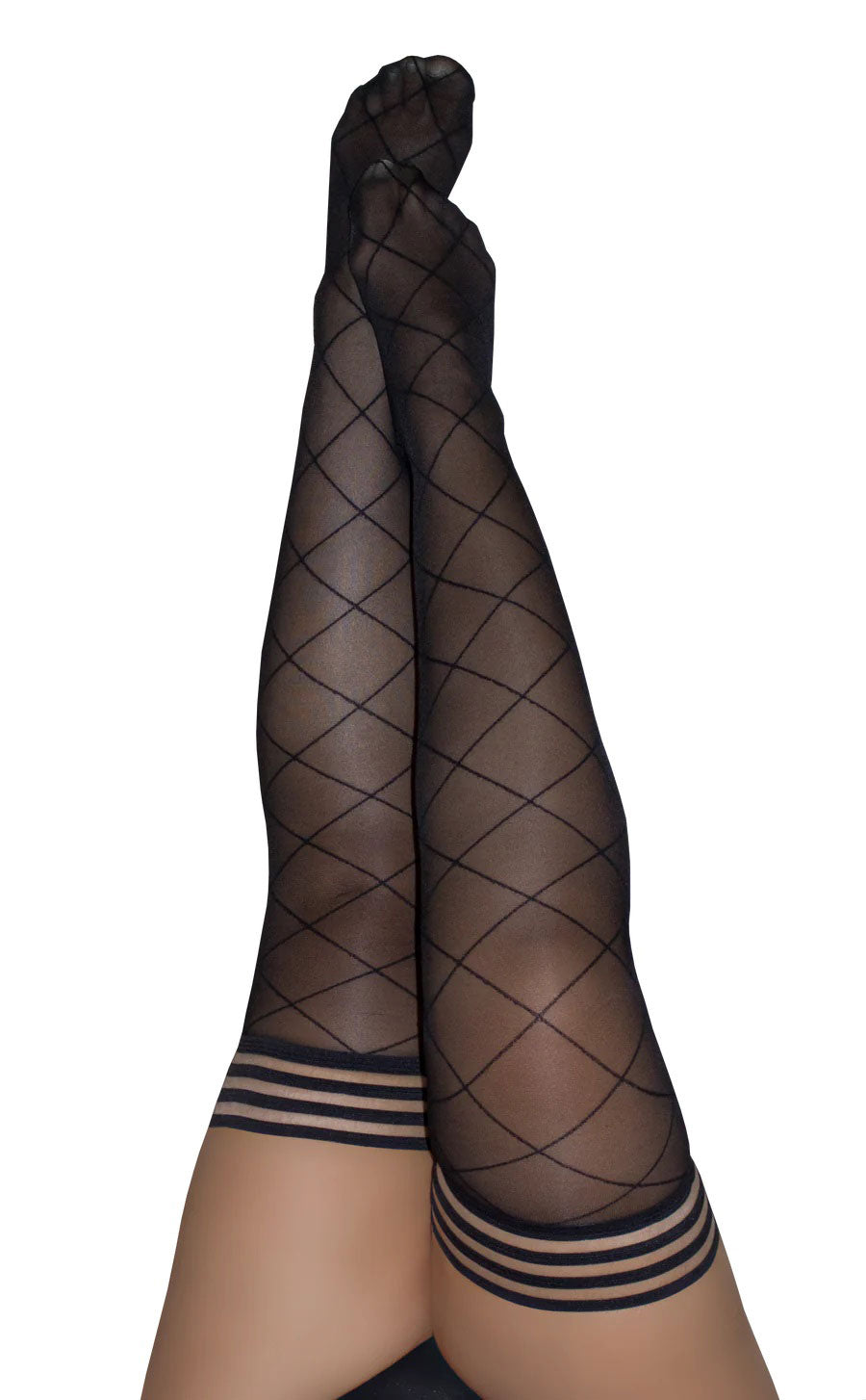 Anna - Diamond Thigh High - Size D - Black KX-1321D-BLK-D