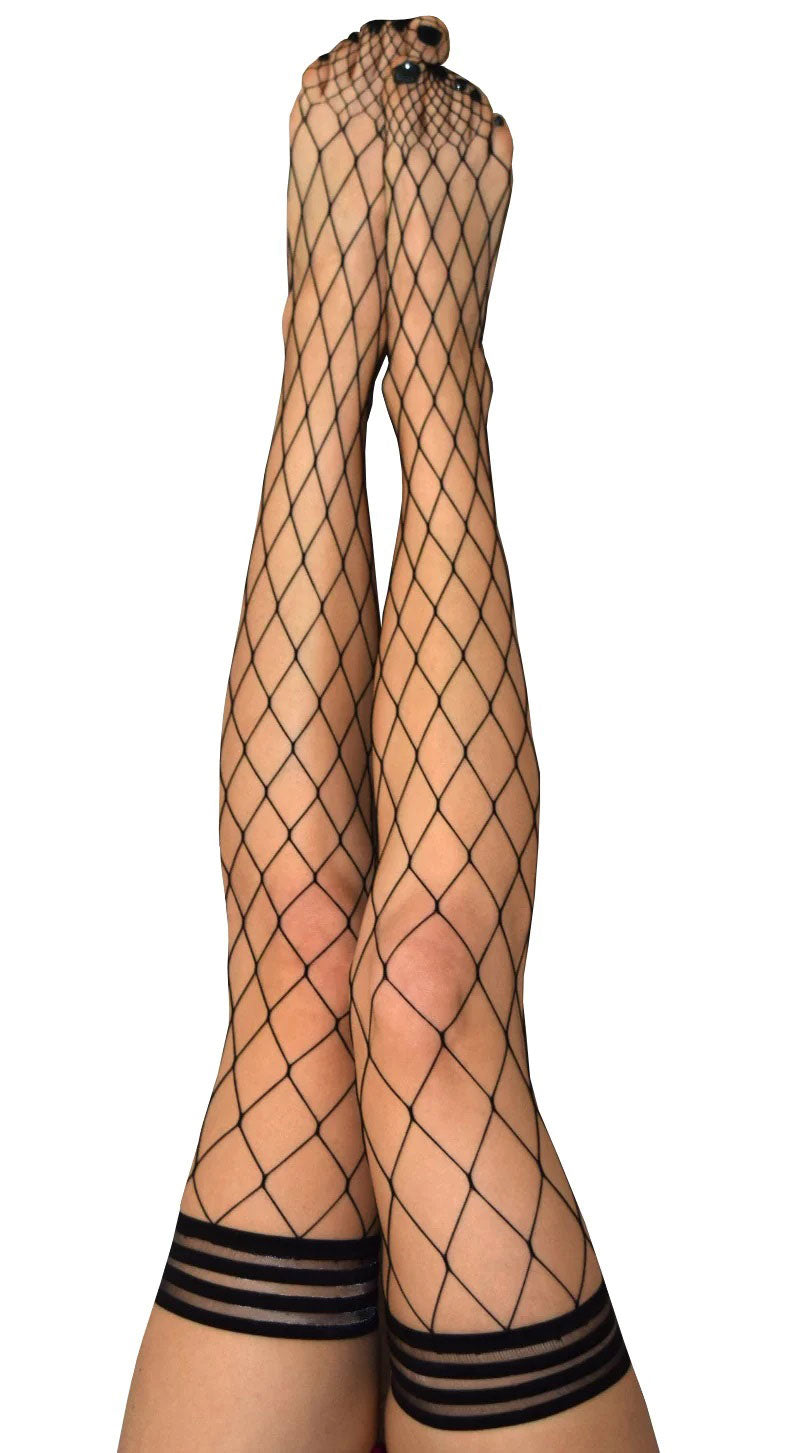 Michelle - Fishnet Thigh High - Size C - Black KX-1324C-BLK-C